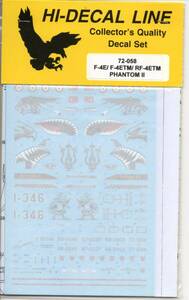 1/72　Hi Decal ハイデカール　HD72058 McDonnell F-4E / F-4ETM / RF-4ETM Phantom II "4;Turkish Air Force”