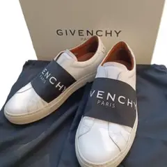 GIVENCHY スニーカー　ロゴバンド　メンズ　ホワイト レザー　25.5cm