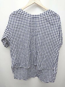 ◇ AFTERNOONTEA WARDROBE チェック 五分袖 ブラウス カットソー サイズMR ホワイト ネイビー系 レディース P