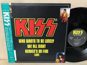 即決【難関】KISS 日本初！帯付高音質４５回転１２inch盤 WHO WANTS TO BE　ジャケ・盤：良好　キッス　1985年迷走期のレアシングル