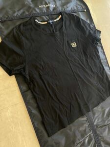 【春夏】BURBERRYLONDON バーバリーロンドン レディース5号（42-44相当）大きいサイズ 半袖Tシャツ ロゴ刺繍 ブラック