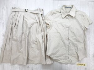 theory luxe セオリー レディース 比翼ボタン 半袖シャツ・スカート 上下別々 2点セット まとめ売り 40 ベージュ