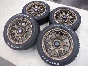 S 送料無料 美品 イボ付き WEDS マッドヴァンス08 18 6H139.7 8J+20 ホワイトレター 215/55R17 ハイエース レジアス キャラバン ローダウン