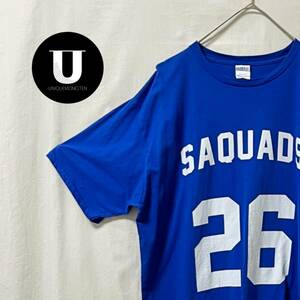 ＼Tシャツ／ブルー　半袖　XL　海外　古着 　プリント　ナンバー　トップス 　メンズ　ゆるだぼ　#26