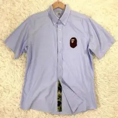 美品　アベイシングエイプ　シャツ　半袖　ロゴ　ブルー　ワンポイント　XL