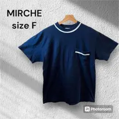 ã€�MIRCHE ã€‘ã€€å�Šè¢–ã€€ï¼´ã‚·ãƒ£ãƒ„ã€€ãƒ›ãƒ¯ã‚¤ãƒˆãƒ©ã‚¤ãƒ³ã€€ãƒ�ã‚¤ãƒ“ãƒ¼ç³»