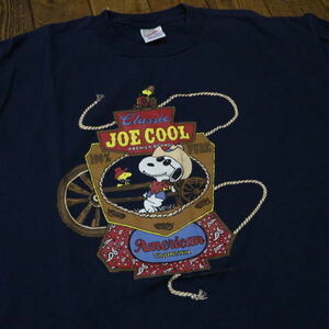 90s USA製 SNOOPY JOE COOL Tシャツ XL ネイビー キャラクター PEANUTS スヌーピー ウッドストック ヴィンテージ