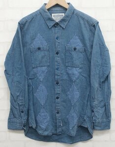 6T9964■NEIGHBORHOOD 171TSNH-SHM06 D-4■C-SHIRT.LS ネイバーフッド パッチワークシャンブレーシャツ