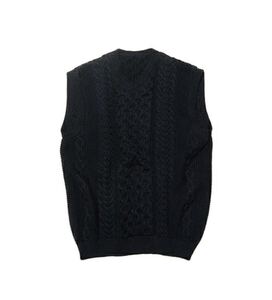 UNIFORM EXPERIMENT COTTON CABLE KNIT VEST BLACK 3