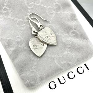 【T】GUCCI　グッチ　シルバーピアス　Ag925刻印　ハートタグ　プレート　アクセサリー　レディース　箱/保存袋有　中古　現状品【1197】