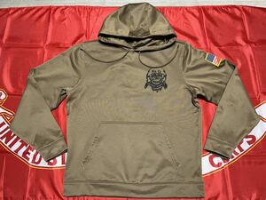 中古美品　MADE IN USA USMC FOX CO. COMBAT READY DRI フーディ　SPORT-TEK製　MEDIUM COYOTE