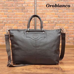 Orobianco/レザー バッグ VILLENOIR BR 上質 馴染みが良い◎ 無地 2WAY 大人 高級 ラグジュアリー イタリア製 新品/茶色/ブラウン/ie172/