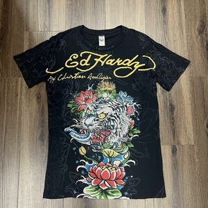 オ　Ed Hardy エドハーディ Tシャツ ラインストーン　虎　タイガー