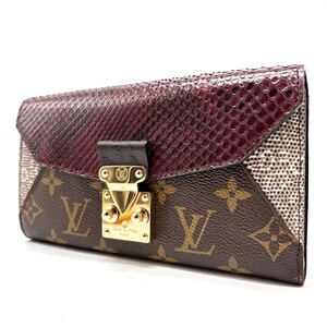 定価60万!!! 極美品!!!【LOUIS VUITTON ルイヴィトン】長財布 モノグラム オーストリッチ パイソン リザード フラップ メンズ ビジネス