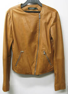 Lauren Ralph Lauren ラルフローレン 羊革 ライダース ジャケット XXS 未使用 展示品 （Lauren Ralph Lauren Lamb Leather Moto Jacket xxs