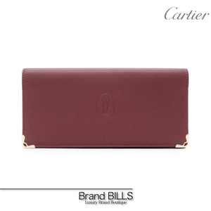 未使用品 Cartier カルティエ マスト ドゥ カルティエ インターナショナル ウォレット 長財布 CRL3001360 カーフレザー バーガンディ