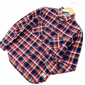 ディッキーズ ☆ Dickies チェックシャツ ネルシャツ L レッド ネイビー 配色が完璧♪ 定番 アメカジ ワーク ストリート 古着MIX■AB192