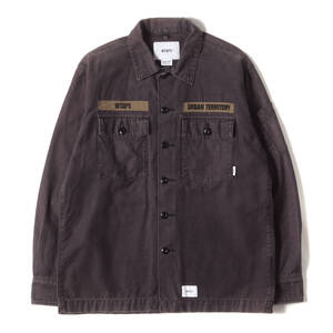 WTAPS ダブルタップス シャツ サイズ:S 20AW コットンサテン ミリタリーシャツ (BUDS LS) ブラック 黒 トップス カジュアルシャツ