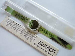 未使用電池交換済 美品 スウォッチ レギュラーモデル Swatch 1996年モデル Protect 品番Gk226　protect your choices