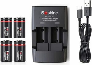 soshine 充電池 4本+充電器 セット 3V (3.2V) 