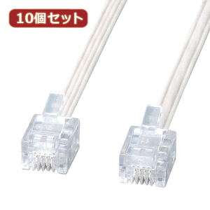 10個セット サンワサプライ エコロジー電話ケーブル TEL-E4-10N2 TEL-E4-10N2X10 /l