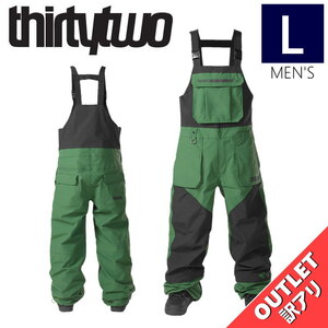 【アウトレット】23-24 THIRTYTWO BASEMENT BIB PNT カラー:GREEN Lサイズ メンズ スノーボード スキー スノボウェア パンツ PANT