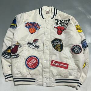 本物 国内品 Supreme Nike NBA Teams Warm Up Jacket シュプリーム ナイキ MA-1 ナイロンジャケット ブルゾン 白 M