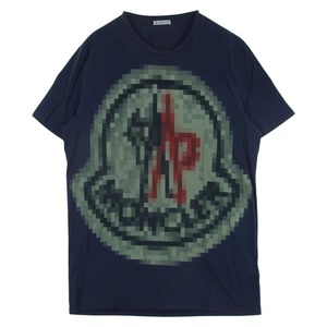 MONCLER モンクレール B10918007450 国内正規品 MAGLIA モザイクロゴプリント マリア クルーネック 半袖 Tシャツ L【中古】