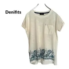 S2862【Denifits】M　オーバーサイズ Tシャツ　裾エスニック刺繍