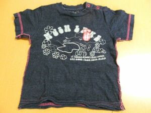 (35395)ブーフーウー　半袖　Tシャツ　カットソー　ネイビー系　90㎝　USED