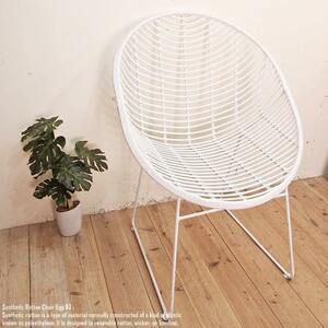 シンセティックラタンチェア EG93 ホワイト 人工ラタン 全天候型 一人掛け ガーデンチェア アジアン家具 椅子 バリ家具