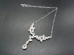 ■美品■ SWAROVSKI スワロフスキー クリスタル ネックレス ペンダント アクセサリー レディース シルバー系×クリア DG8104