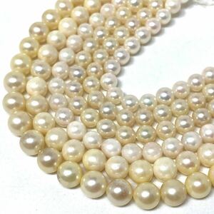 ［アコヤ本真珠アクセサリーパーツおまとめ］j 約104g あこや 約6.0~8.0mm珠 accessory ネックレス pearl necklace parts DA0