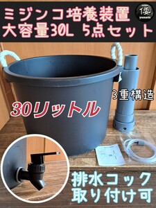 【倭めだか】 “大容量30L ミジンコ培養 5点セット”　排水コック取付可 オオミジンコ タマミジンコ タイリクミジンコ 装置 培養炉