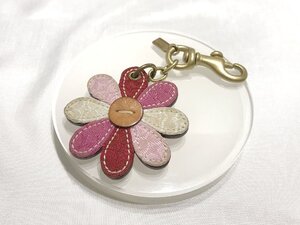 ■【YS-1】 コーチ COACH ■ 花 フワラー チャーム ■ ピンク系 全長12cm 【同梱可能商品】■D