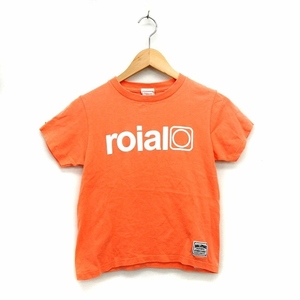 ロイアル ROIAL Tシャツ カットソー 丸首 半袖 コットン 綿 プリント ロゴ パッチ ワッペン SMALL オレンジ /HT10 レディース