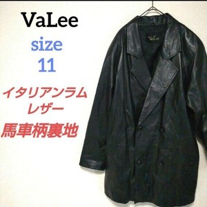 VaLee イタリアンラムレザージャケット 大きいサイズ 羊革 革ジャン 黒 ロング丈 メンズ レディース LL シープスキン 本革 ブラック