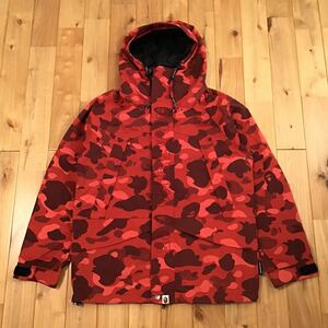 Red camo スノボジャケット Mサイズ a bathing ape BAPE hoodie snowboard jacket エイプ ベイプ アベイシングエイプ パーカー 迷彩 yz125