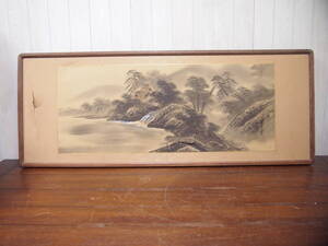 中古品☆掛軸☆額縁付☆絵画☆美術品☆骨董品☆山水画☆青堂☆３０８Ｓ４－Ｅ１２７９７☆