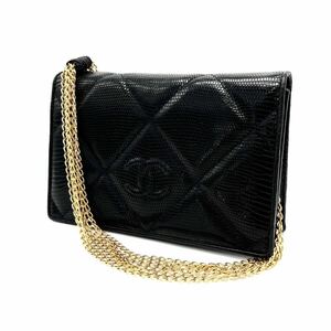 1円 極美品 CHANEL シャネル マトラッセ ダイヤ ステッチ ココマーク リザード 6連 チェーン ショルダー バッグ dD0613N