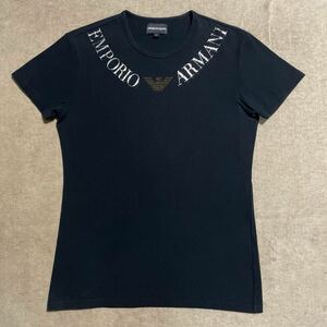 エンポリオアルマーニ ■ ゴールドラインストーン&ブランドロゴ！半袖Tシャツ Lサイズ　EMPORIO ARMANI