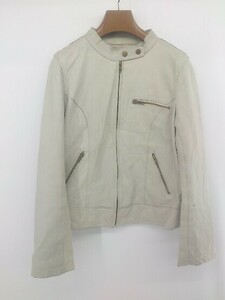 ◇ AMERICAN RAG CIE 牛革 レザー 長袖 シングル ライダース ジャケット グリーン レディース P