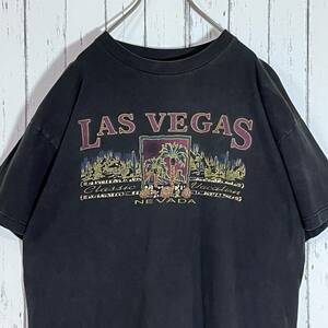 メキシコ製 Las Vegas NEVADA ラスベガス ネバダ スーベニア プリント ヘビーウェイト Tシャツ L ブラック グッドフェード 墨黒 20202960