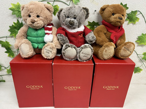 7153-06★ ♪3体おまとめ♪GODIVA テディベア2016年/テディベア2017年/テディベア2018年/箱付き★