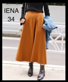 【IENA】イエナ★ハード圧縮フレアスカート　34　キャメル