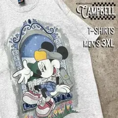 【希少☆US輸入90s】ディズニー ミッキーTシャツ 杢ホワイト メンズ3XL