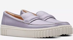 送料無料 Clarks 25.5cm ローファー シューズ ライラック スニーカー 軽量 レザー スリッポン バレエ フラット ローファー ブーツ AAA342