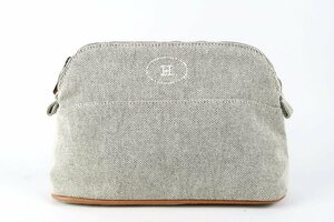 【超美品】HERMES エルメス ボリードポーチ25 キャンバス グレー系 ブランド 小物入れ【QO2】