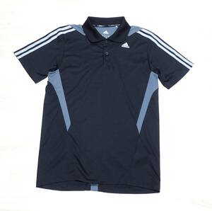 ☆adidas　☆アディダス　☆ポリエステル　☆スポーツウエア　☆ゴルフウエア　☆半袖ポロシャツ　☆ブラック×グレー　☆メンズ　☆M