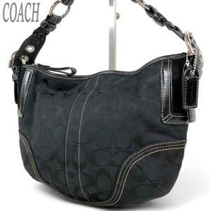 COACH コーチ ハンドバッグ 黒 ブラック ショルダーバッグ セミショルダー レディース 肩掛け 手提げバッグ シグネチャー シンプル